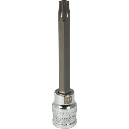 Dynamic Tools 3/8" Drive Torx® Head, T45 Long Bit, Chrome Finish Socket D006745